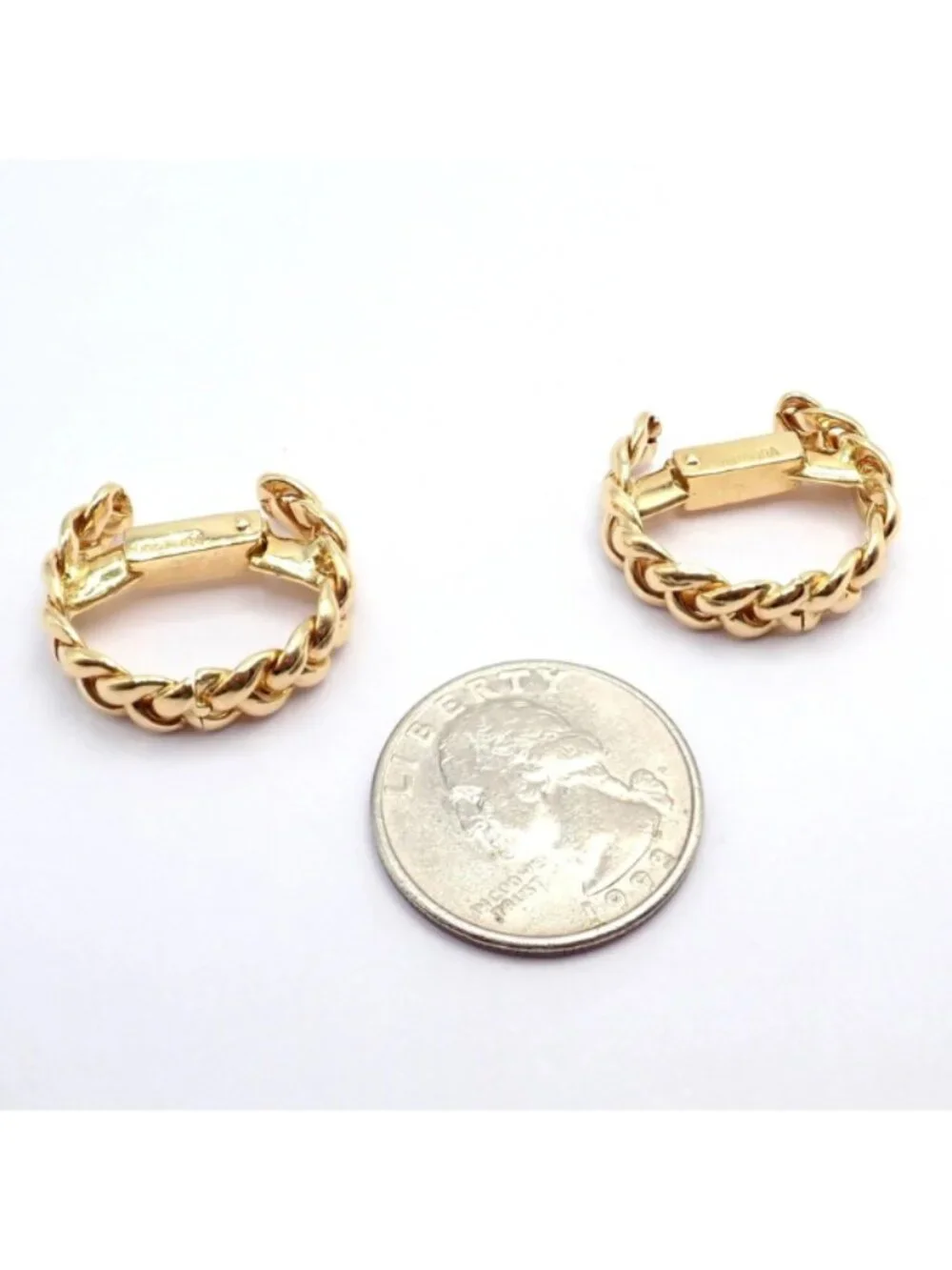 Authentic! Verdura 18k Yellow Gold Classic Rope Stirrup Cufflinks